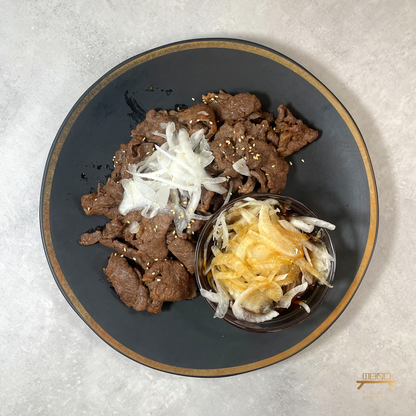 불갈비 스테이크 & 양파 초절임 조리법 Grilled Beef Steak with Onion Salad Recipe