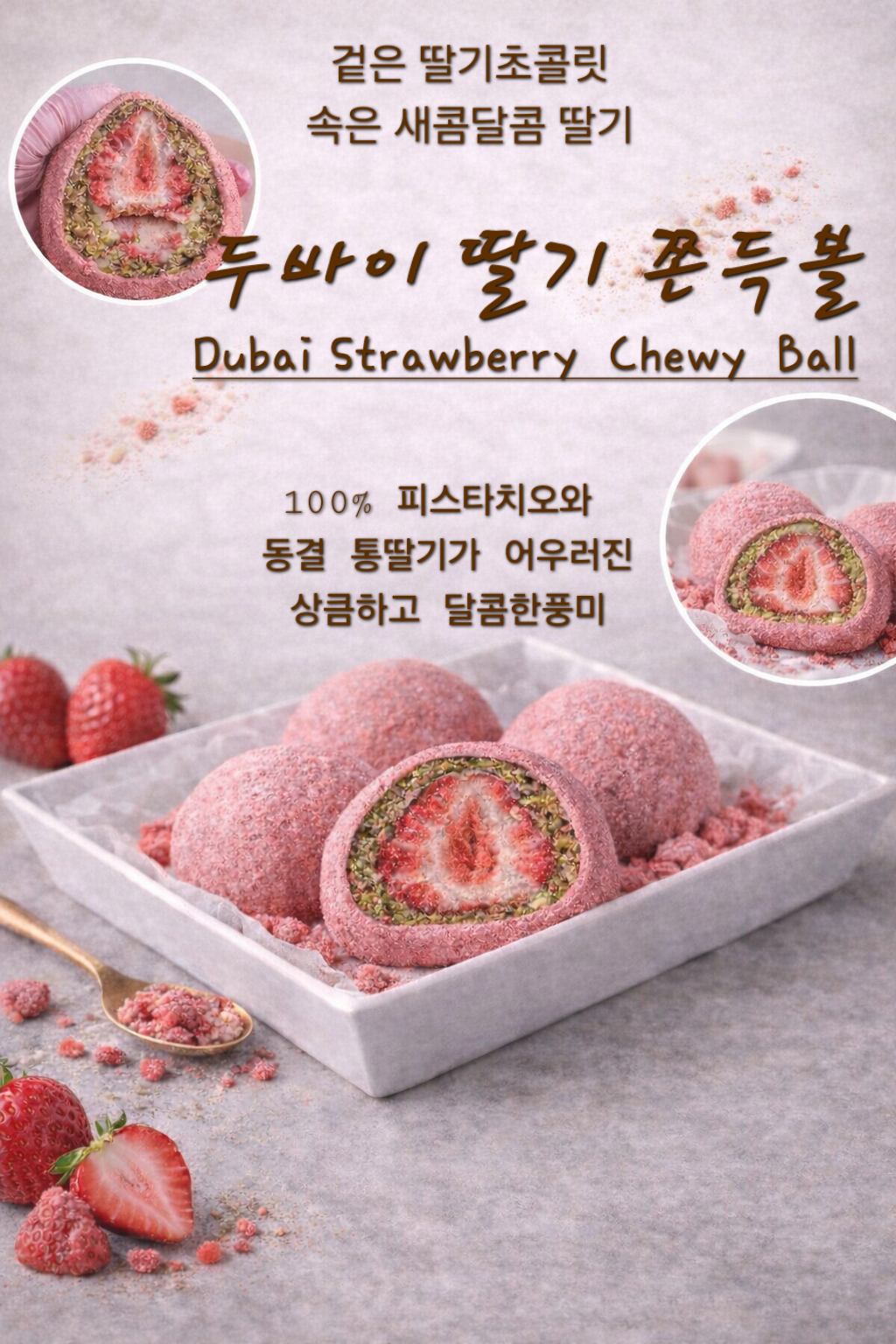 [NEW] 두바이 딸기 쫀득볼 Dubai Strawberry Chewy Ball